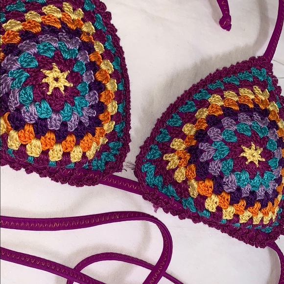PURPLE CROCHET SWIM TOP SIZE MEDIUM. NWT!! - Picture 4 of 8